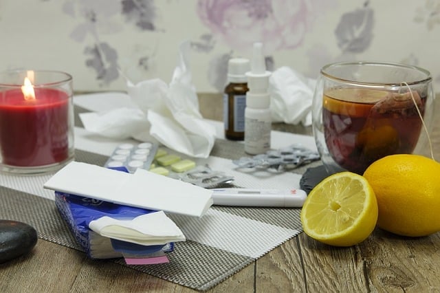 tissues lemon candle and things you need when you are sick