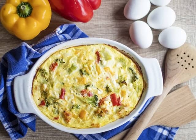 breakfast casserole with eggs and vegetables