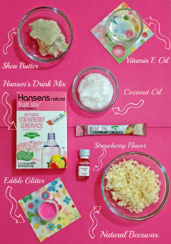 homemade lip balm ingredients with script