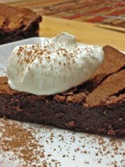 flourless chocolate cake recipe with banner