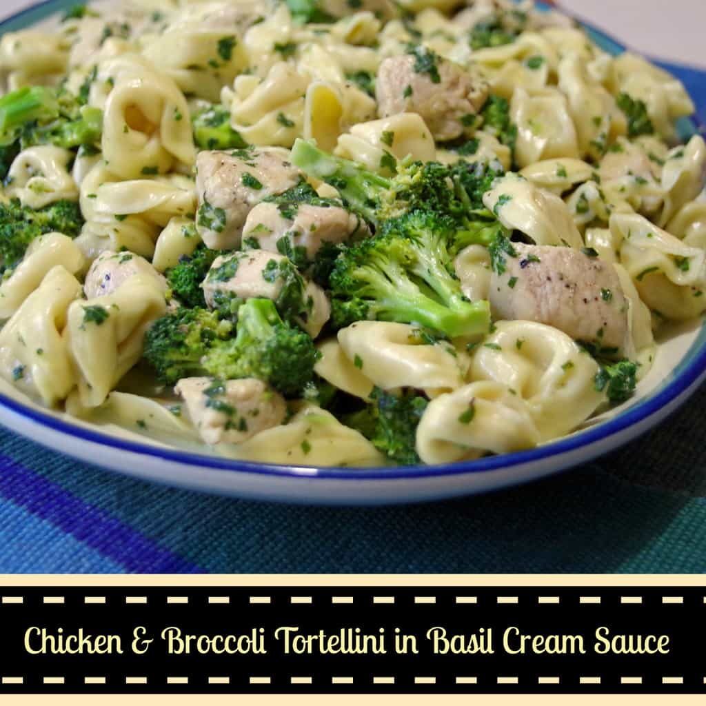 Chicken and Broccoli Tortellini in Basil Cream Sauce