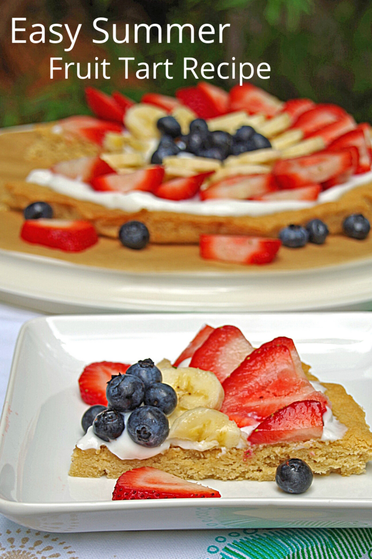 summer tart with berries on a white plate