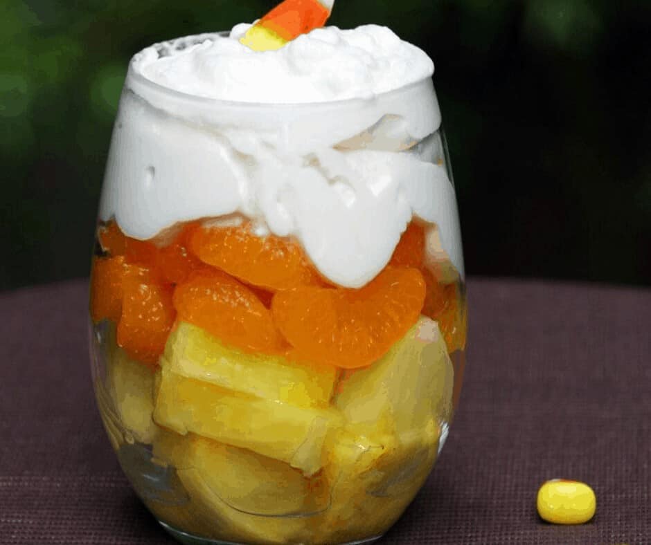 Candy Corn Fruit Parfait for Halloween