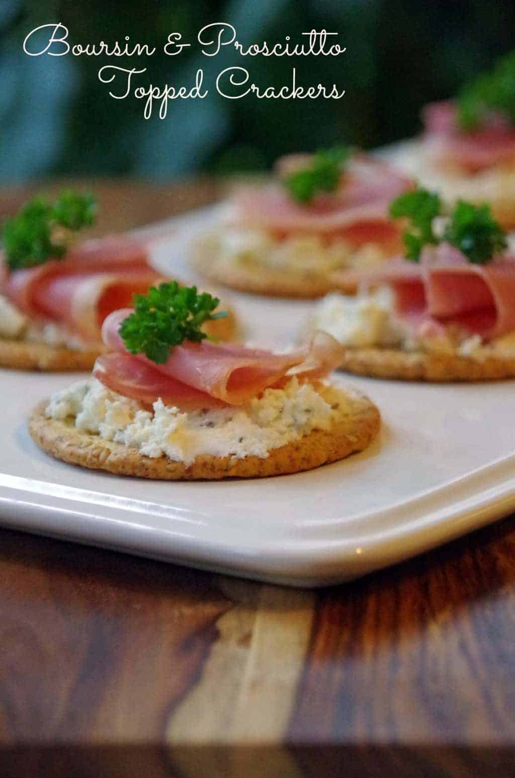 Boursin and Prosciutto Topped Crackers are an Easy Appetizer Recipe 