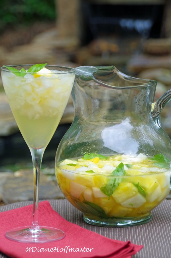 White Wine Sangria Recipe with Fresh Basil is an easy summer cocktail recipe