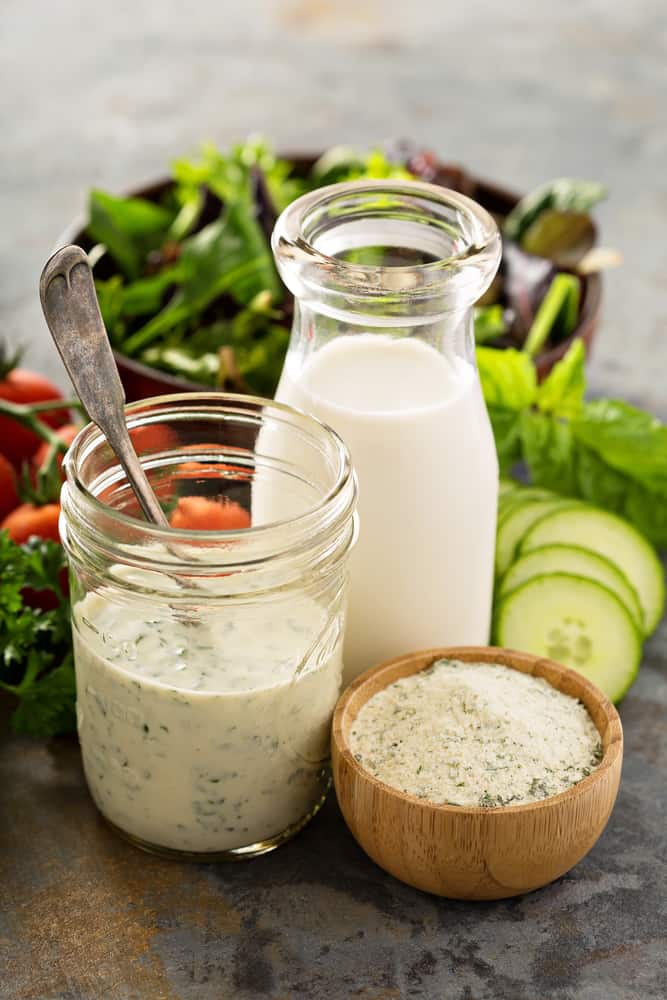 Making ranch dressing from a dry mix with buttermilk