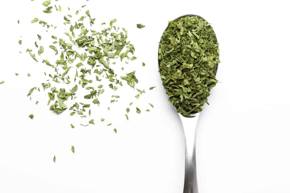 Parsley Flakes on spoon