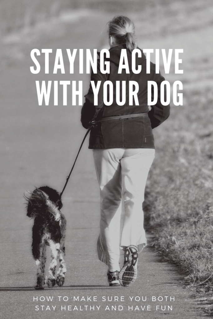 Woman and dog running on path and Staying Active with Your Dog