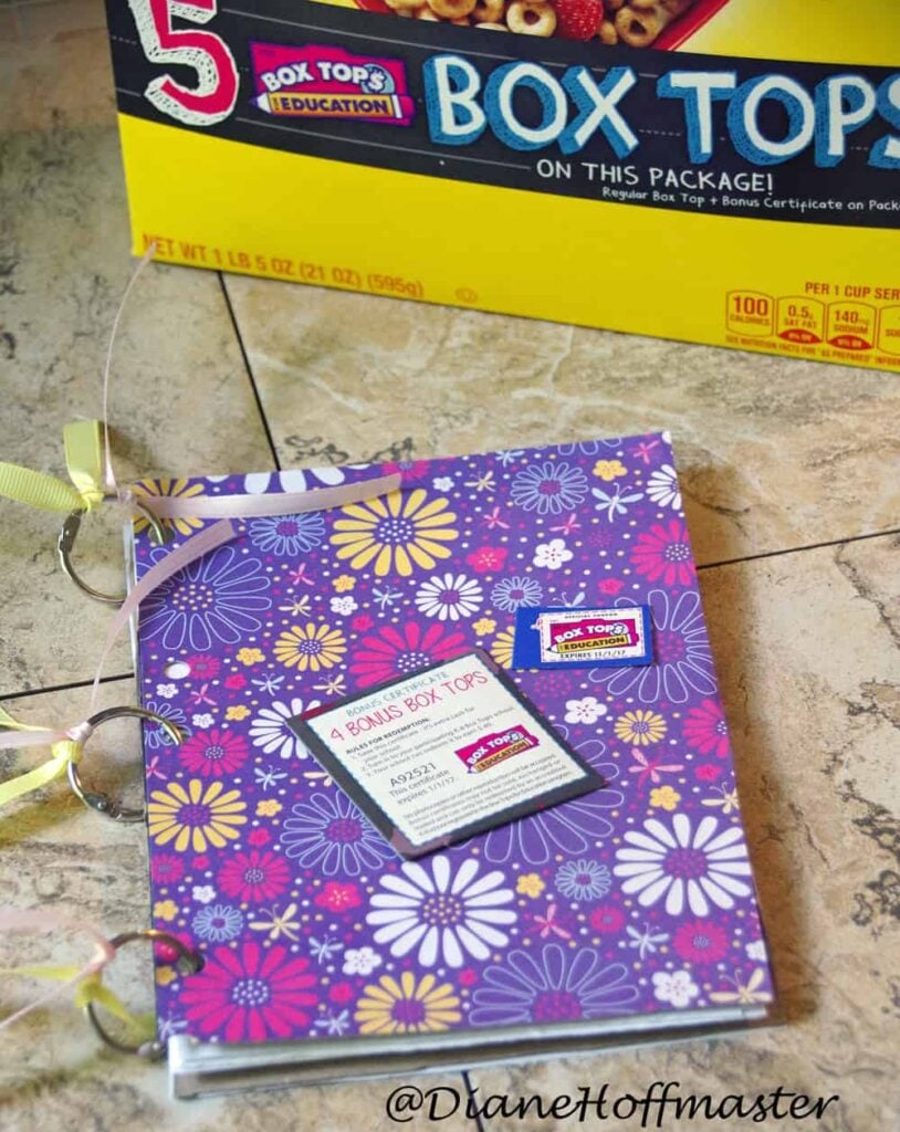 Upcycled Scrapbook for Box Tops for Education 