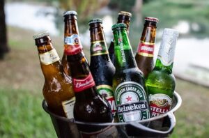 beer bottles in a bucket