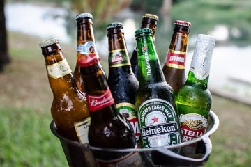 beer bottles in a bucket
