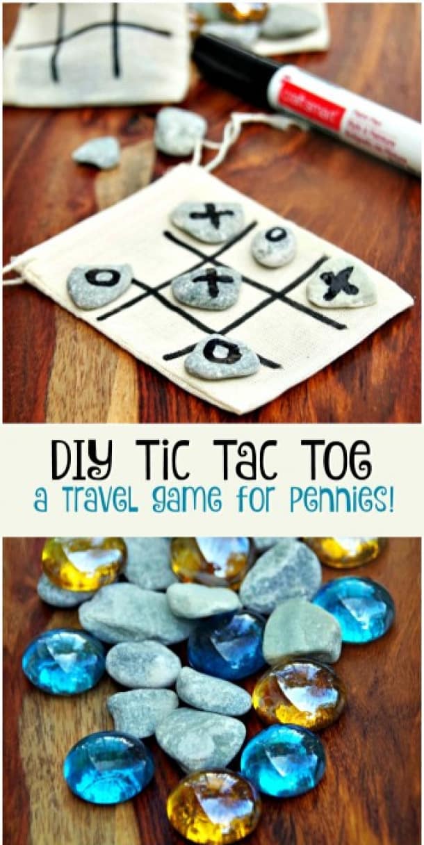 This simple DIY Tic Tac Toe Game Board costs only pennies to make. A homemade Tic Tac Toe game is an inexpensive gift for kids at the next classroom party!