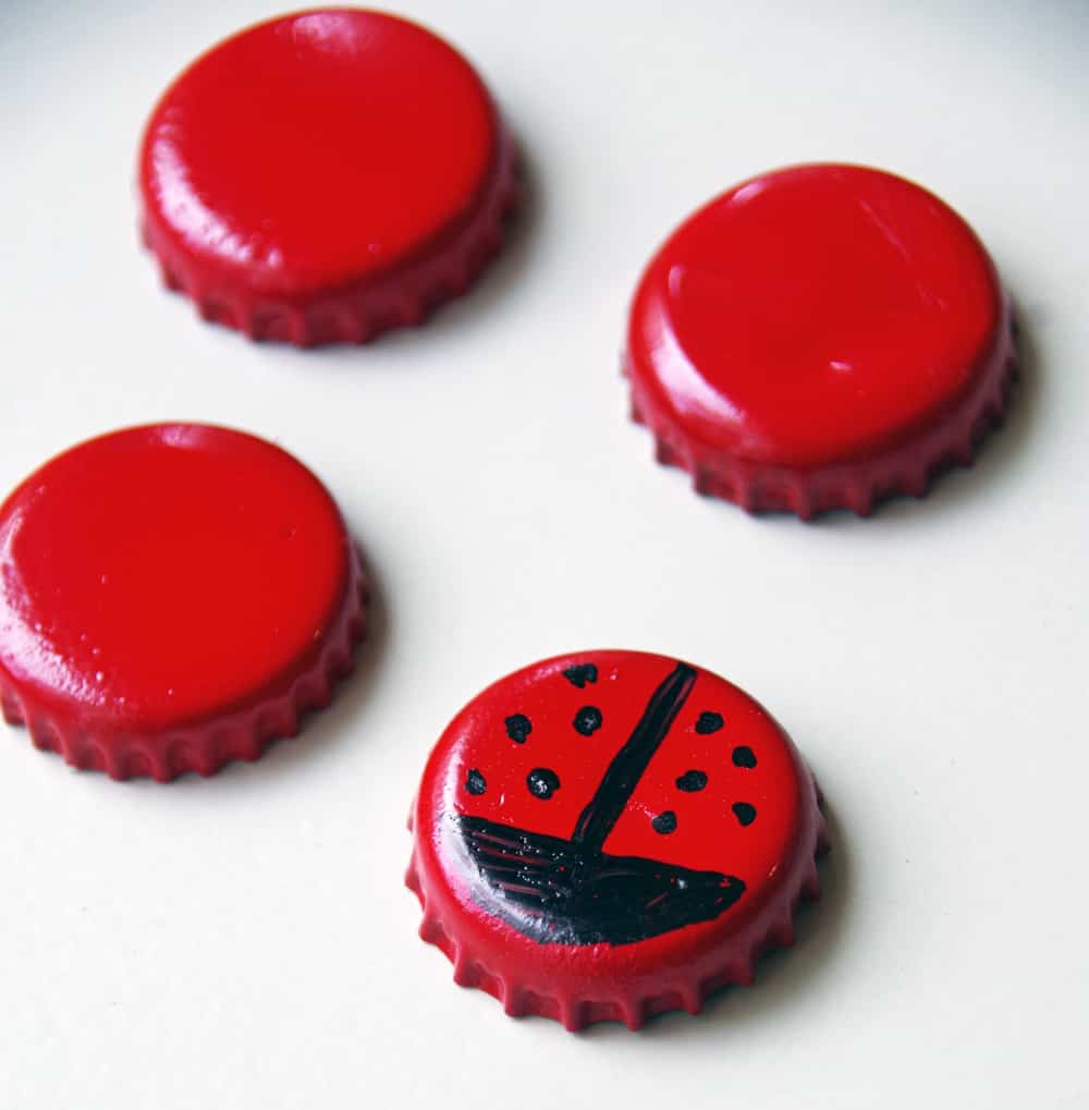 Bottle Cap Magnet Lady Bugs