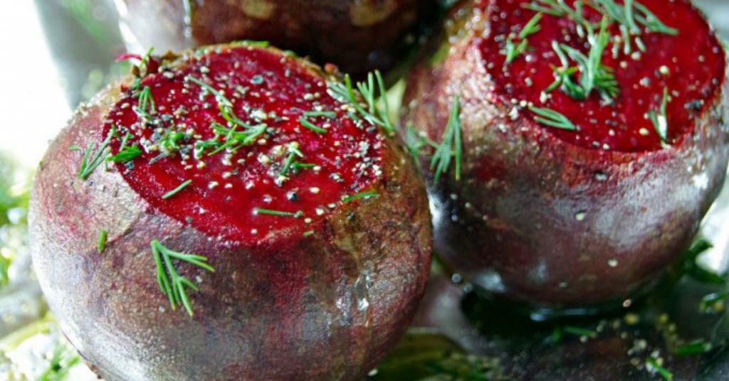 Roasting beets in foil with fresh herbs