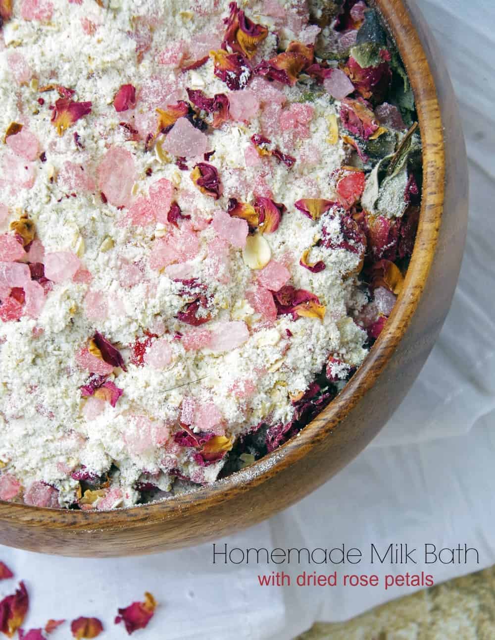 Homemade Milk Bath Recipe with Dried Red Rose Petals - Suburbia