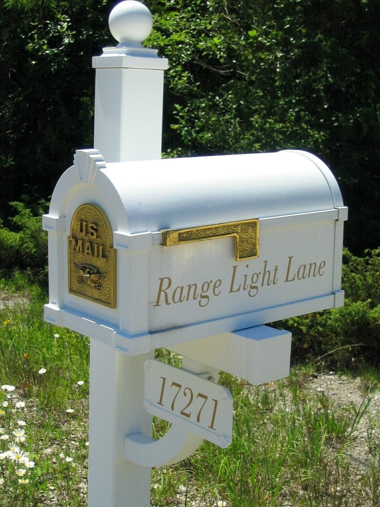 white mailbox with address on it