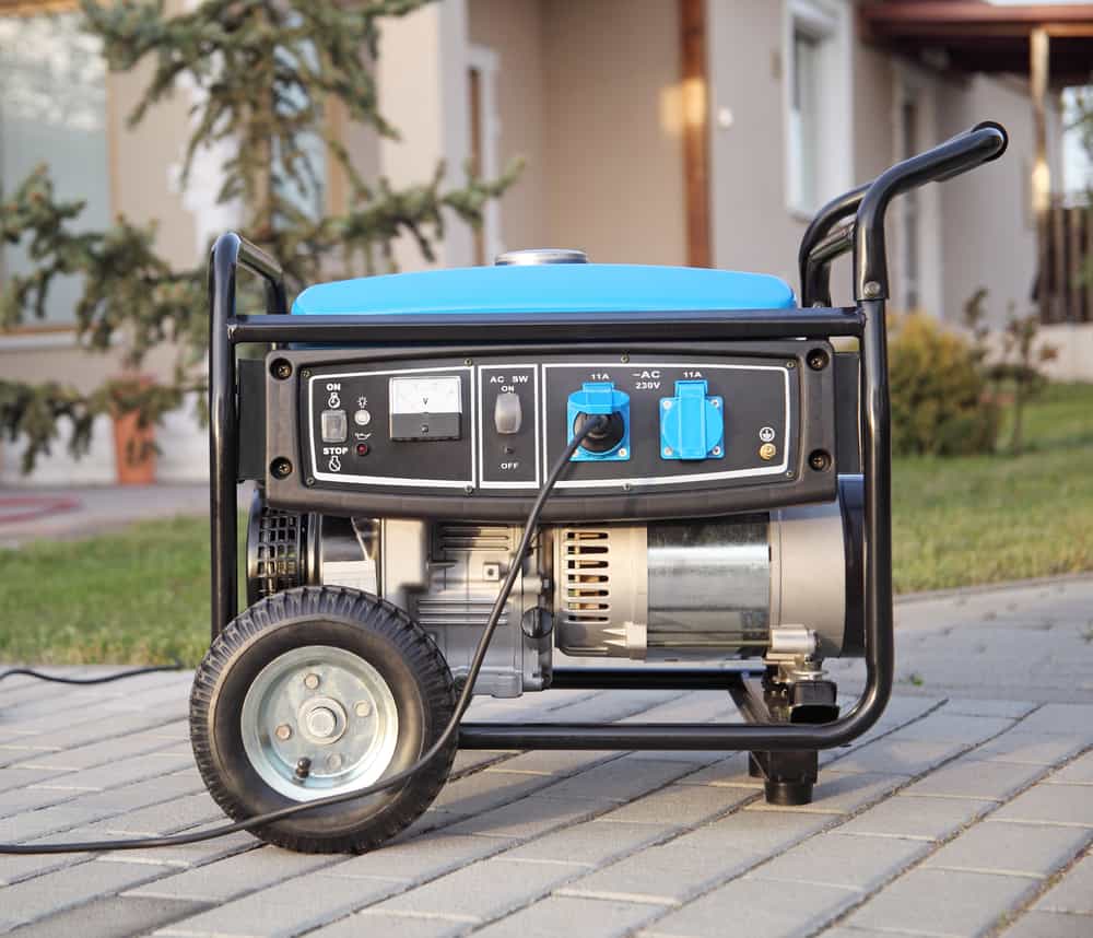 Gasoline powered portable generator at home.