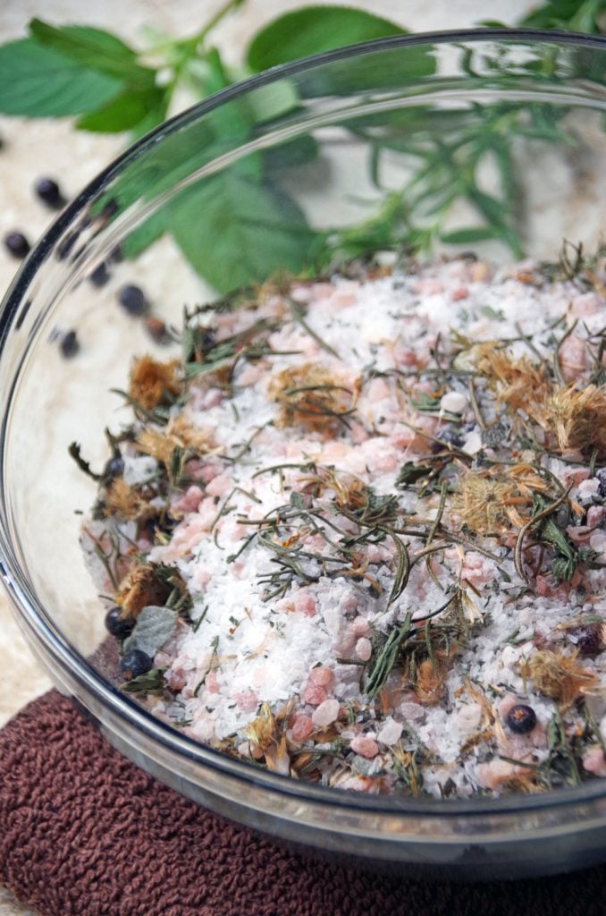 Sore Muscle Bath Soak with Fresh Herbs