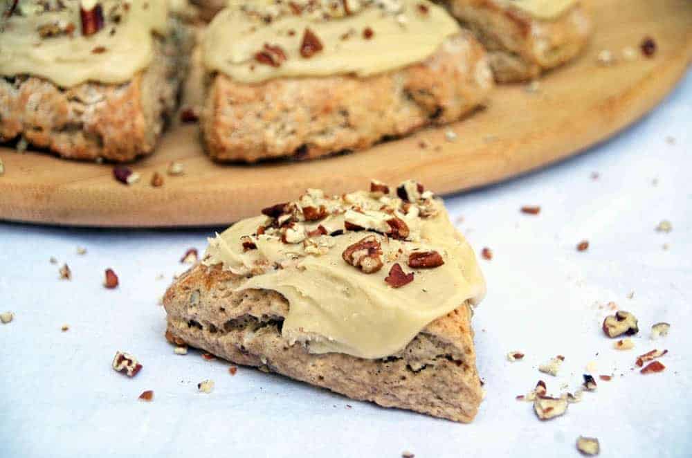 Banana Bread Scones Recipe with Easy Maple Glaze