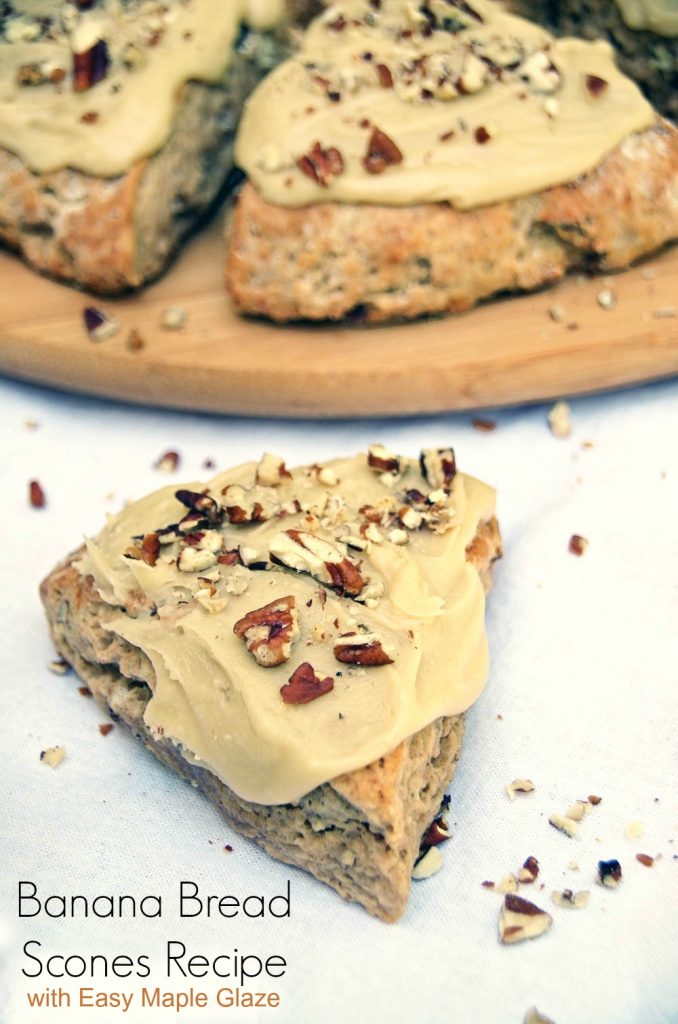 Banana Bread Scones Recipe with Easy Maple Glaze