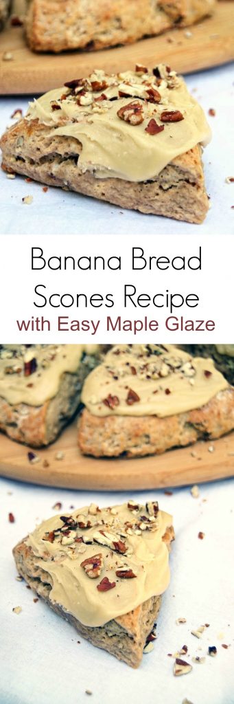 Banana Bread Scones Recipe with Easy Maple Glaze 