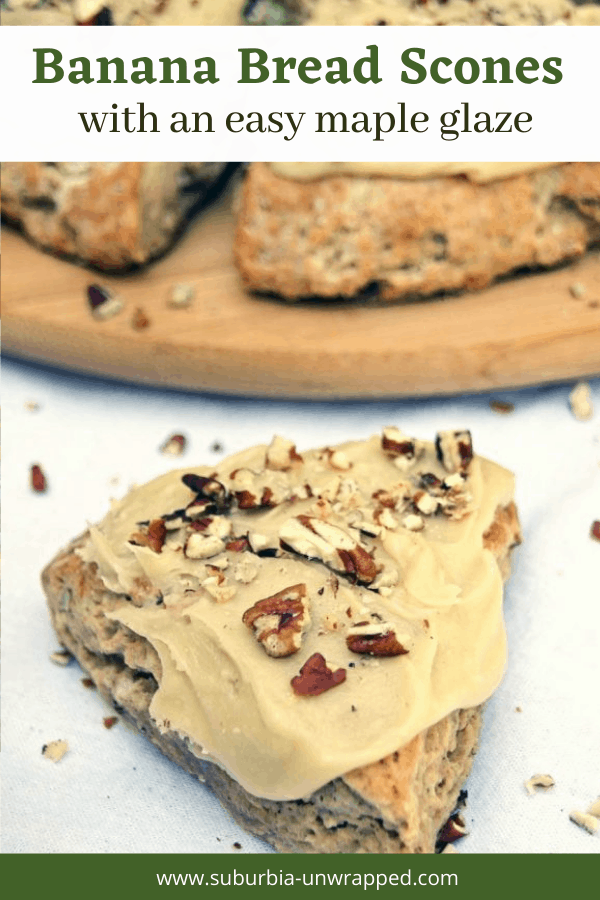 Banana Bread Scones with an easy maple glaze