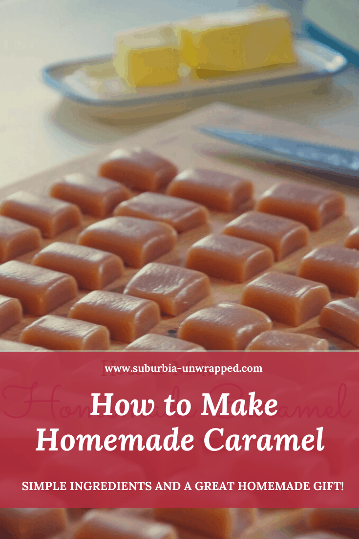 homemade caramel with butter in the background