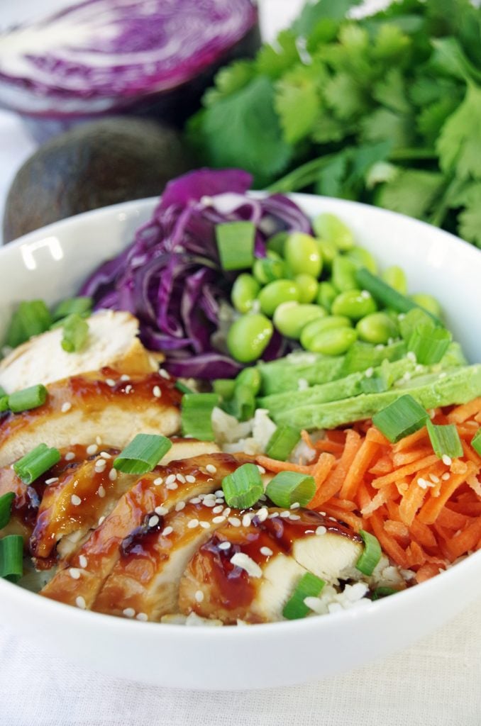 Easy Rice Bowl Recipe with Chicken and Edamame 