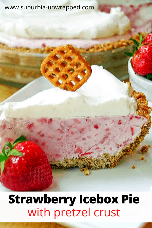 Strawberry Icebox Pie with pretzel crust