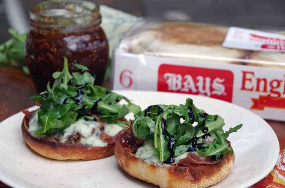 Fig and Arugula on English Muffin Pizza