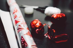 organized gift wrapping supplies