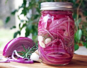 Pickled Red Onions with Rosemary and Garlic