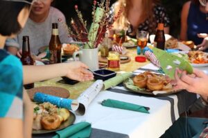 friends at party table