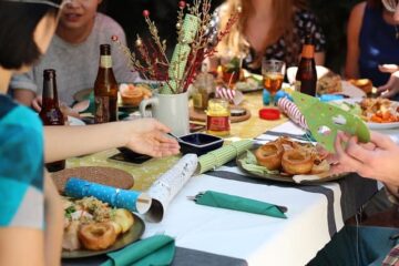 friends at party table