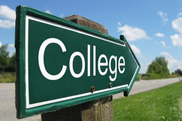 College signpost along a rural road
