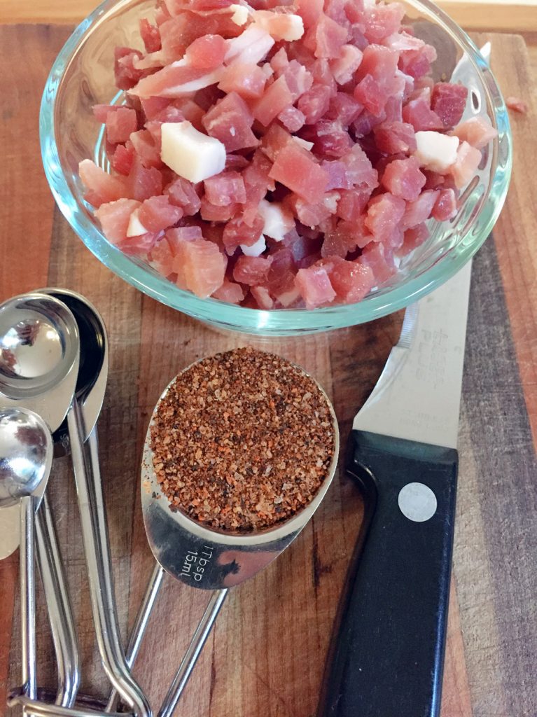 Diced prosciutto for pan fried potatoes
