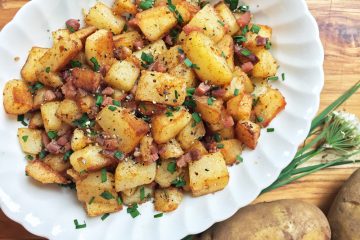 Skillet fried potatoes and fresh chives