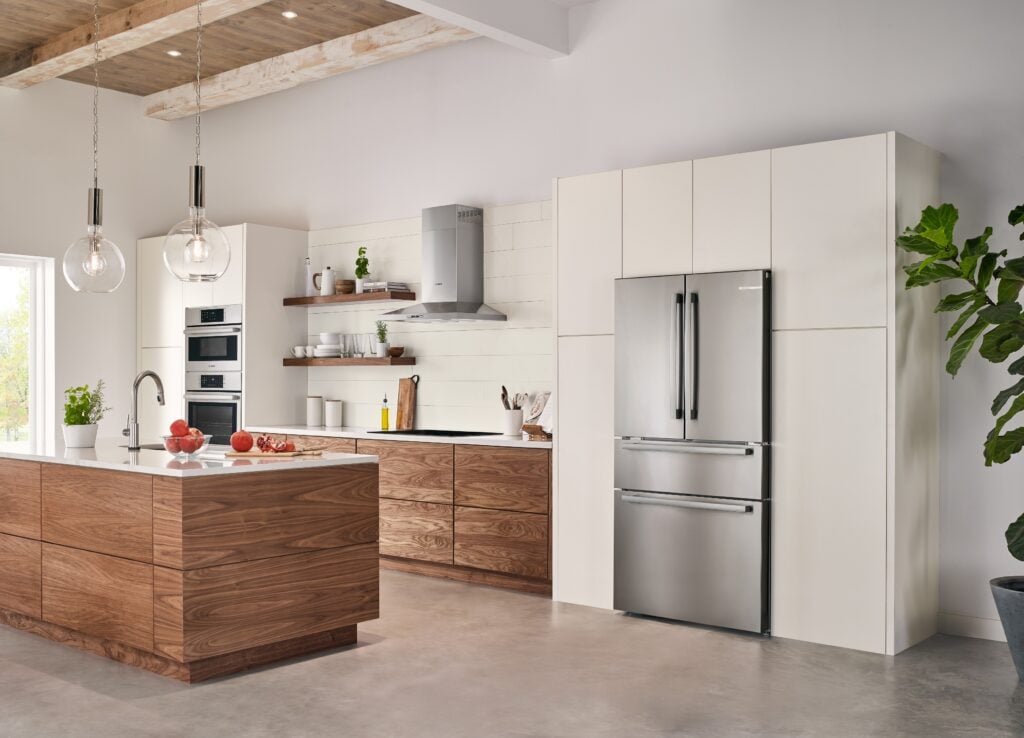 clean modern kitchen with Bosch refrigerator