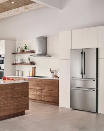 clean modern kitchen with Bosch refrigerator