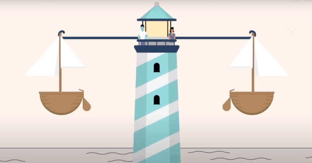 stylized drawing of a lighthouse as a balance to represent the lighthouse parenting style