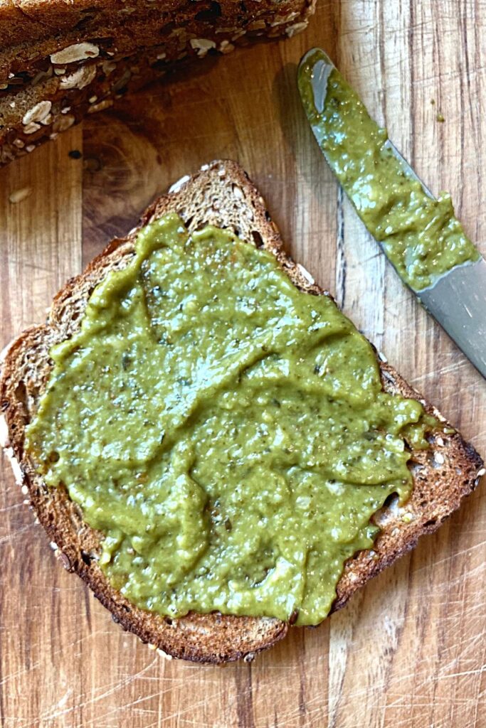 basil pesto on toast