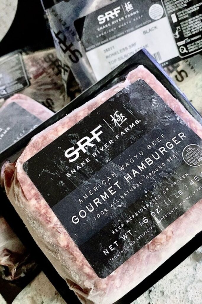 frozen snake river farms gourmet hamburger in a package