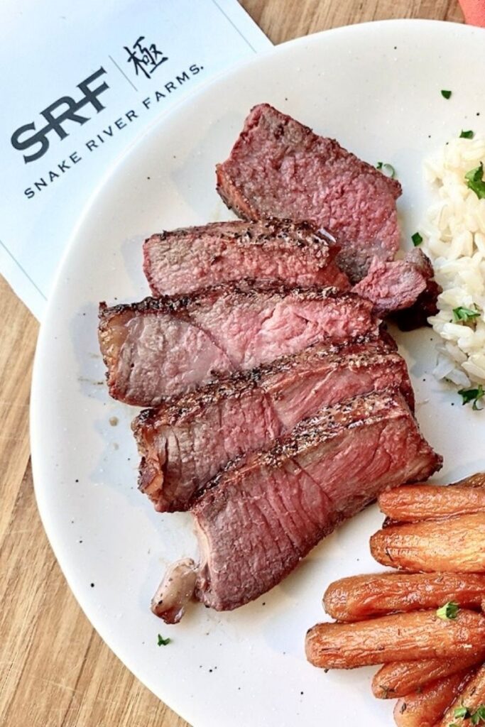 snake river farms steak on a plate